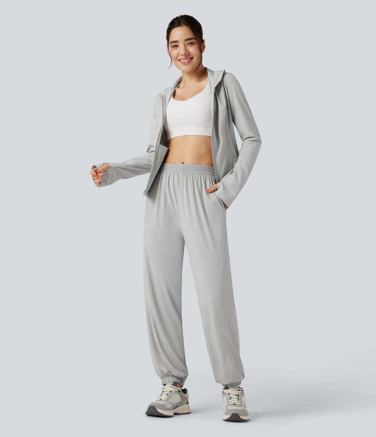 Mid Rise Cool Touch Hiking Joggers with Pockets-UPF50+