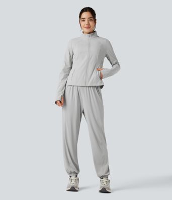 UV Protection Lightweight Breathable Stand Collar Long Sleeve Outdoor Jacket with Pockets-UPF40+