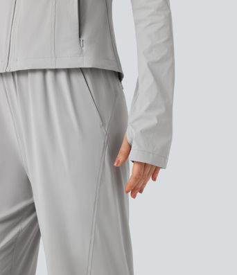 UV Protection Lightweight Breathable Stand Collar Long Sleeve Outdoor Jacket with Pockets-UPF40+