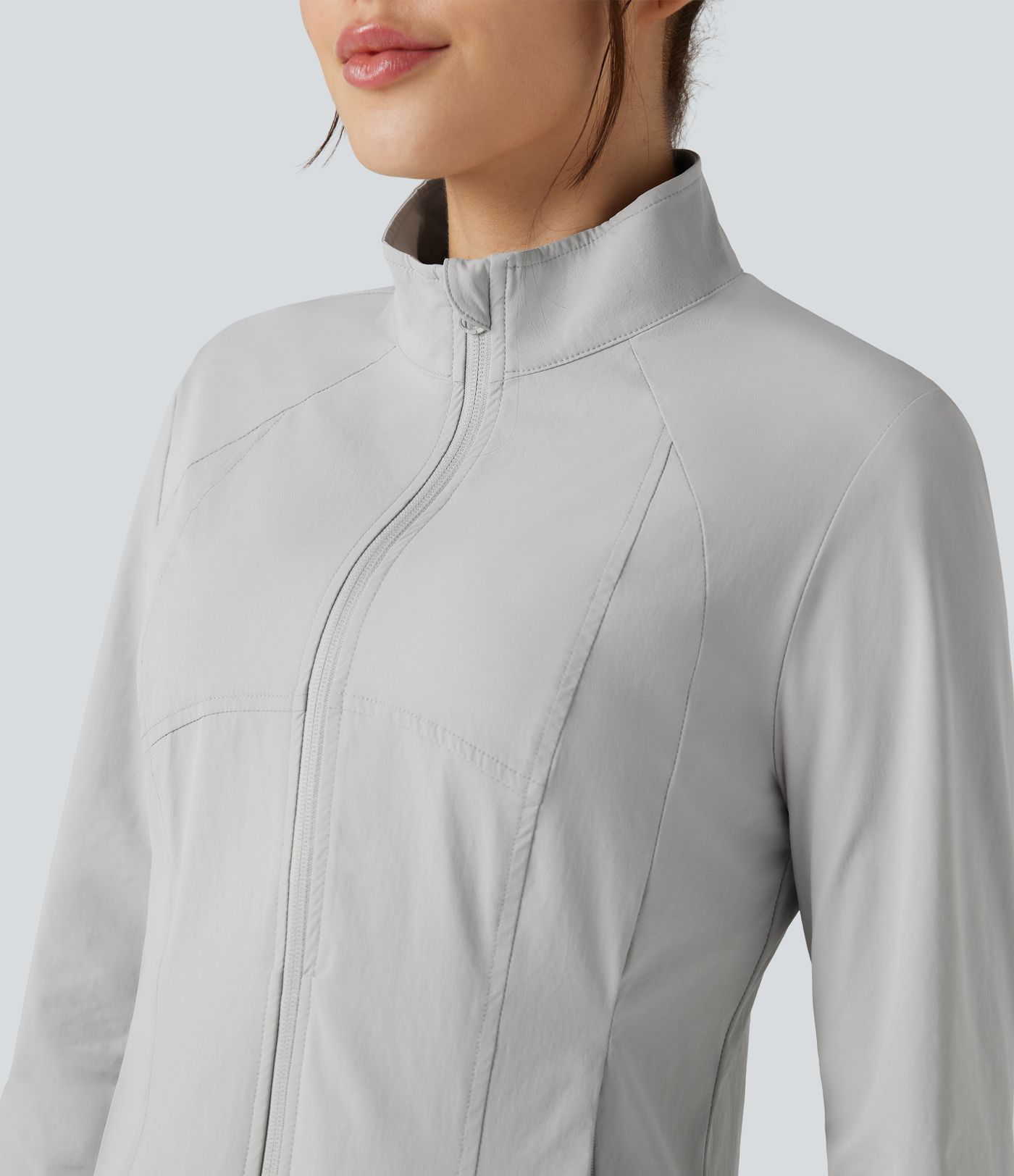 UV Protection Lightweight Breathable Stand Collar Long Sleeve Outdoor Jacket with Pockets-UPF40+