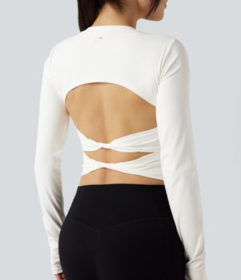 Round Neck Long Sleeve Thumb Hole Yoga Sports Top
