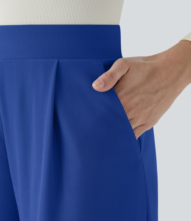 Halara Flex™ High Waisted Body Sculpt Waist-Slimming Pocket Wide Leg Micro Waffle Work Pants