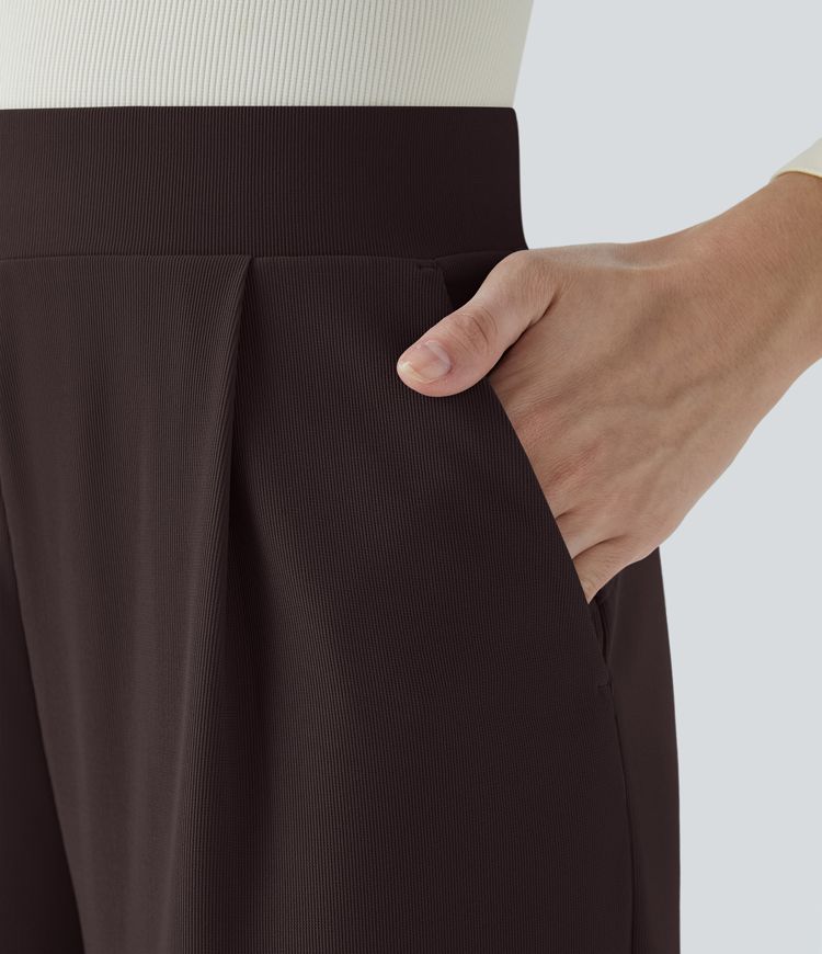 Halara Flex™ High Waisted Body Sculpt Waist-Slimming Pocket Wide Leg Micro Waffle Work Pants