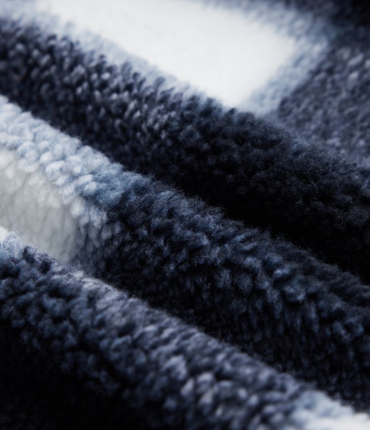 High-neck Contrast Ribbed Zip Fly Casual Sherpa Jacket with Pockets