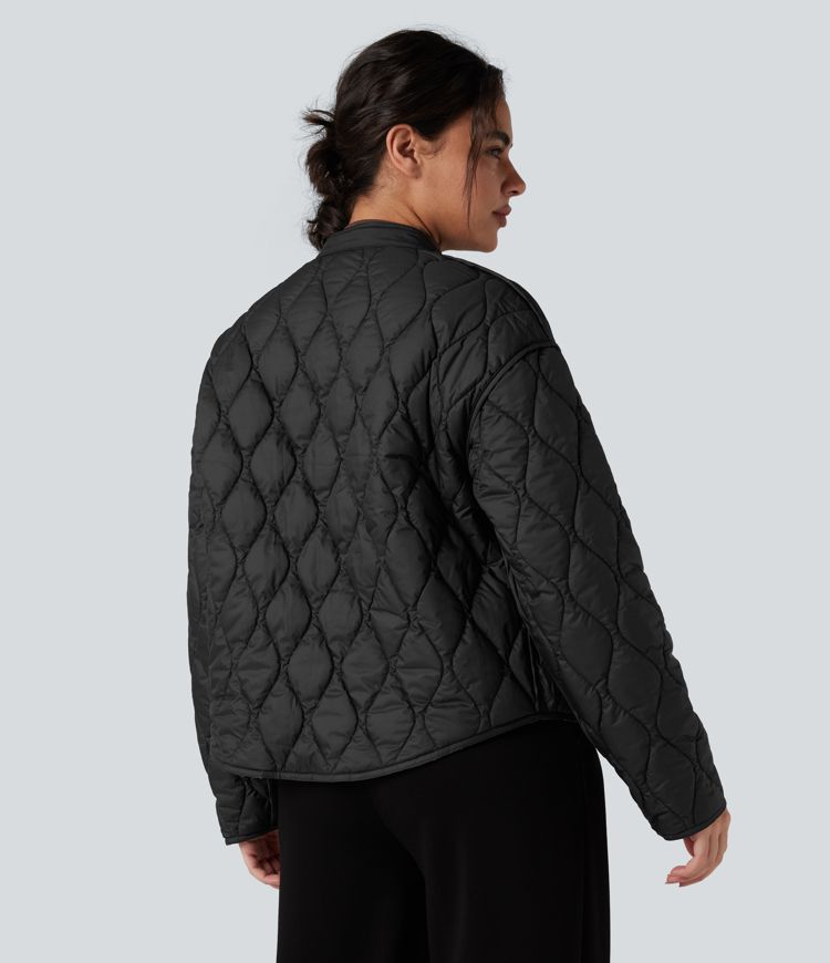 Reversible Durable Water Repellent Curved Hem Casual Padded Jacket with Pockets