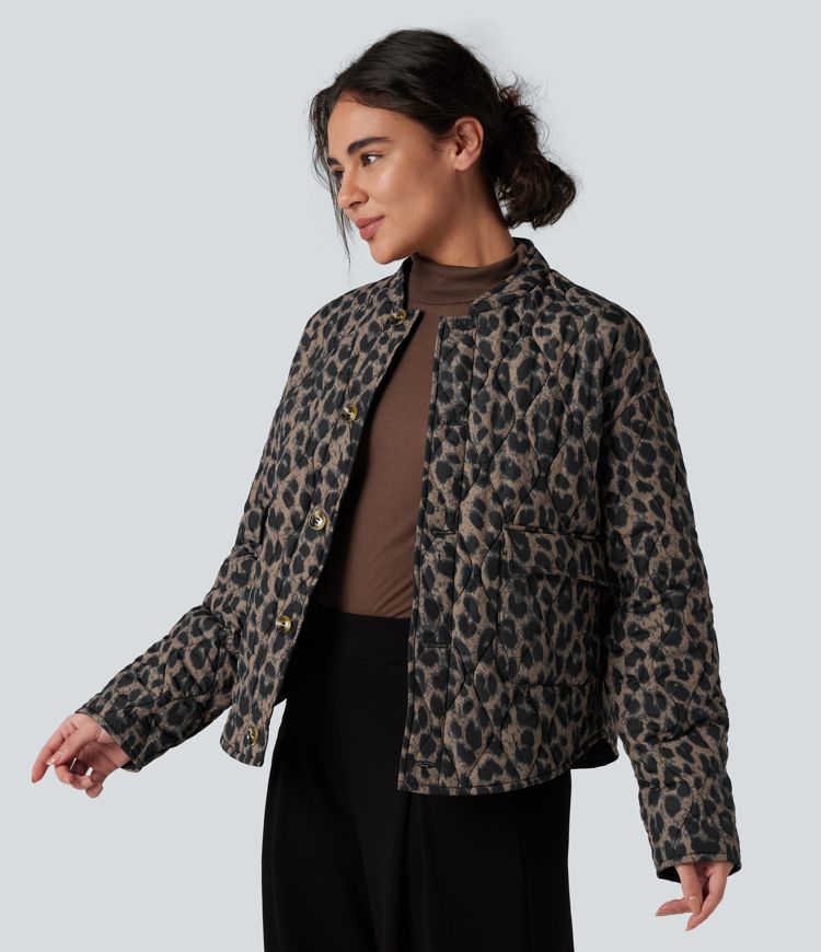 Reversible Durable Water Repellent Curved Hem Casual Padded Jacket with Pockets