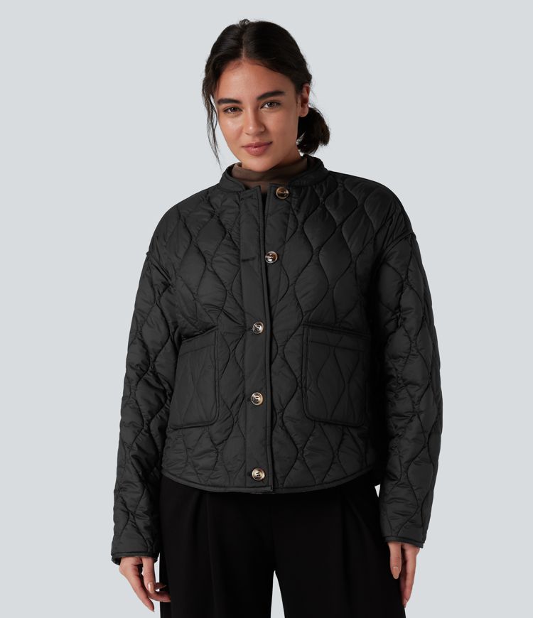 Reversible Durable Water Repellent Curved Hem Casual Padded Jacket with Pockets