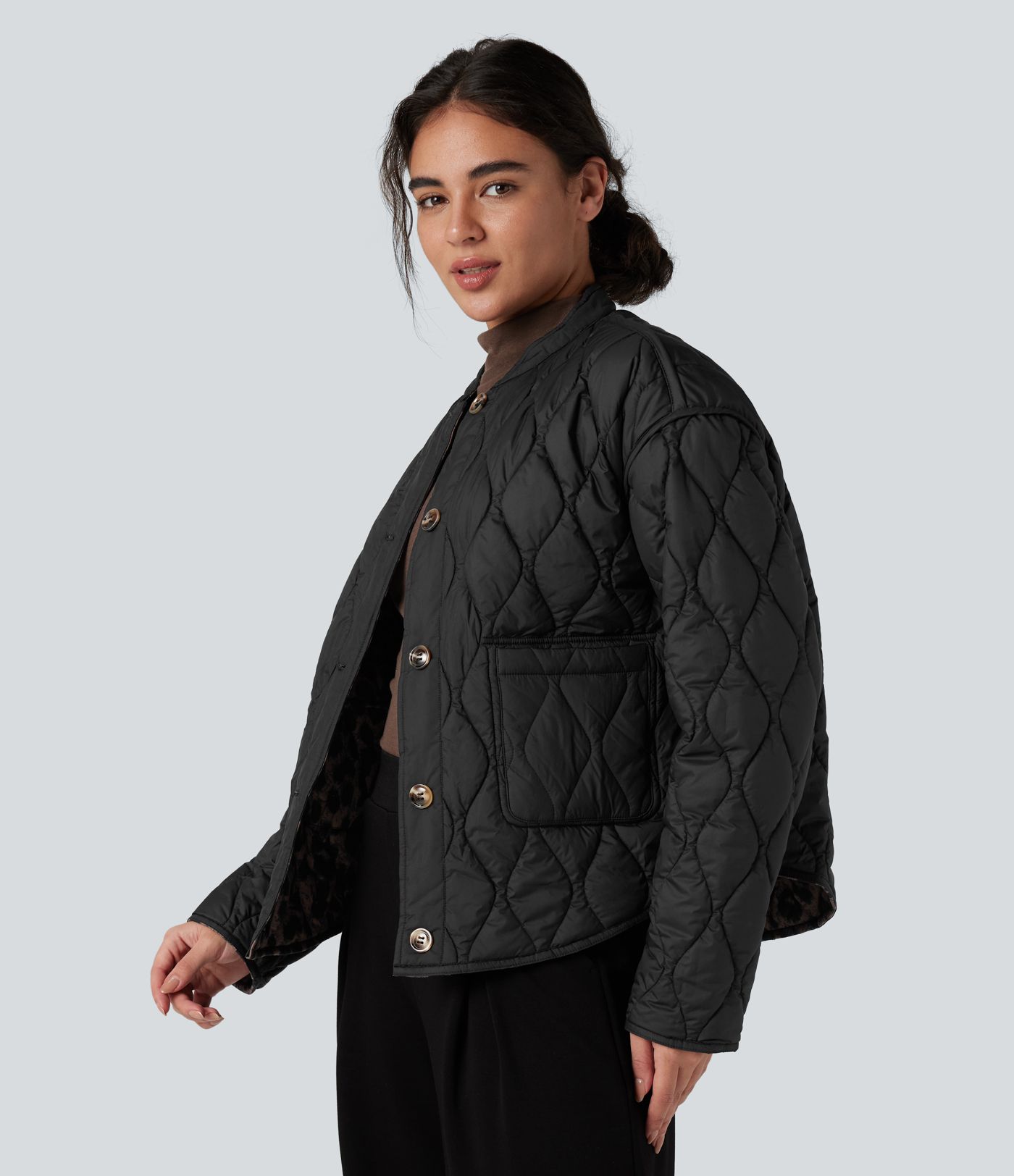 Doudoune réversible déperlante ourlet arrondi avec poches