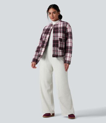 Reversible Durable Water Repellent Curved Hem Casual Quilted Jacket with Pockets