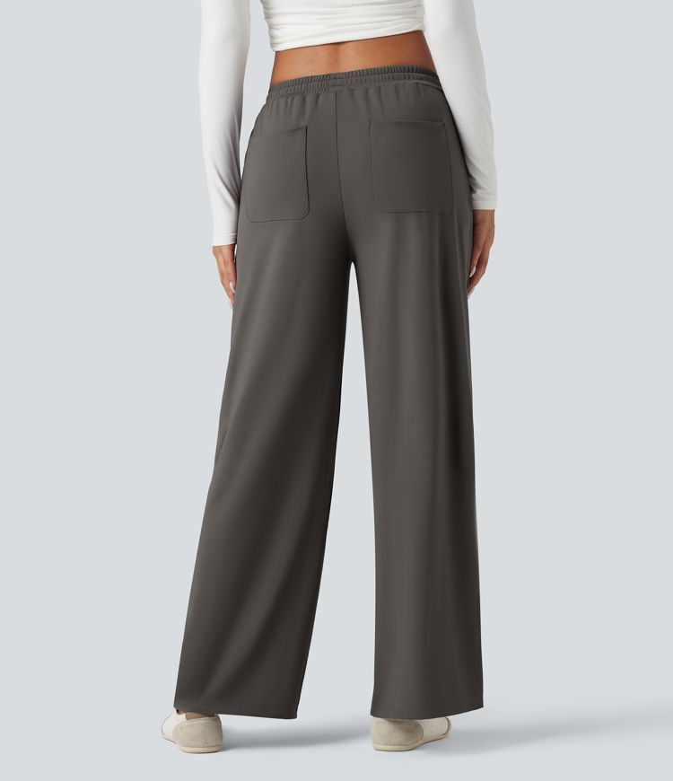 Halara Flex™ DayStretch Mid Rise Drawstring Wide Leg Work Pants with Pockets