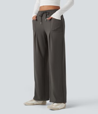 Halara Flex™ DayStretch Mid Rise Drawstring Wide Leg Work Pants with Pockets