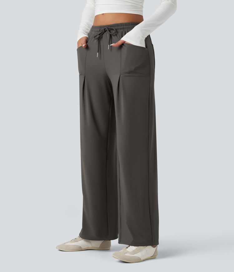 Halara Flex™ DayStretch Mid Rise Drawstring Wide Leg Work Pants with Pockets