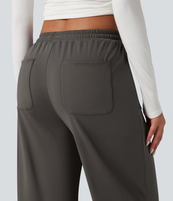Halara Flex™ DayStretch Mid Rise Drawstring Wide Leg Work Pants with Pockets