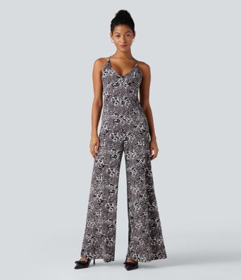Crisscross Backless Leopard Print Party Slip Jumpsuit Crisscross Backless Leopard Print Party Slip Jumpsuit