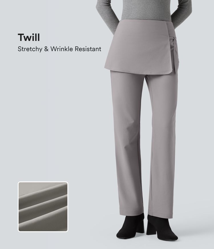 Pantalon tailleur Halara Flex™ jupe-culotte coupe droite taille mi-haute avec poches