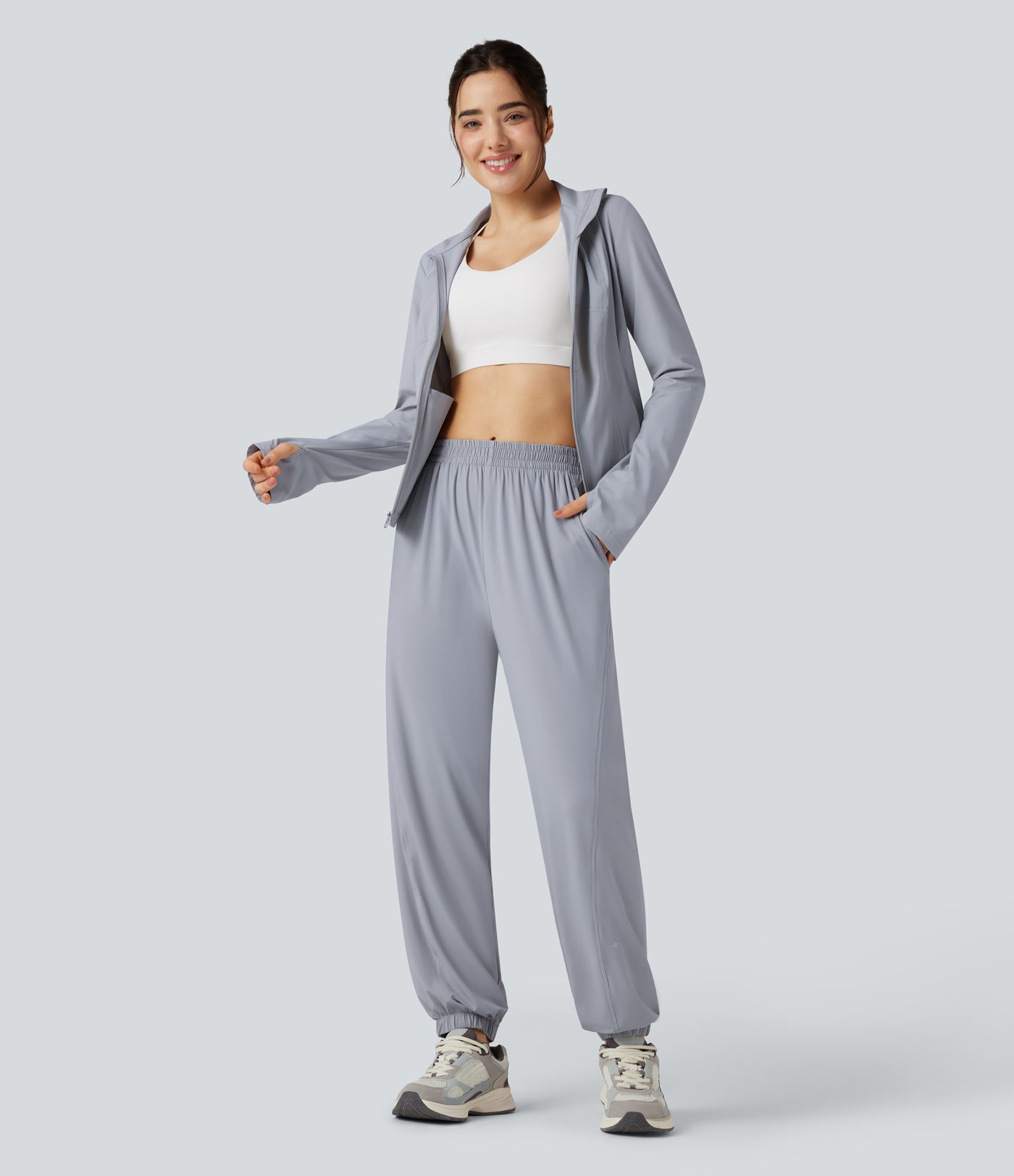 Mid Rise Cool Touch Hiking Joggers with Pockets-UPF50+