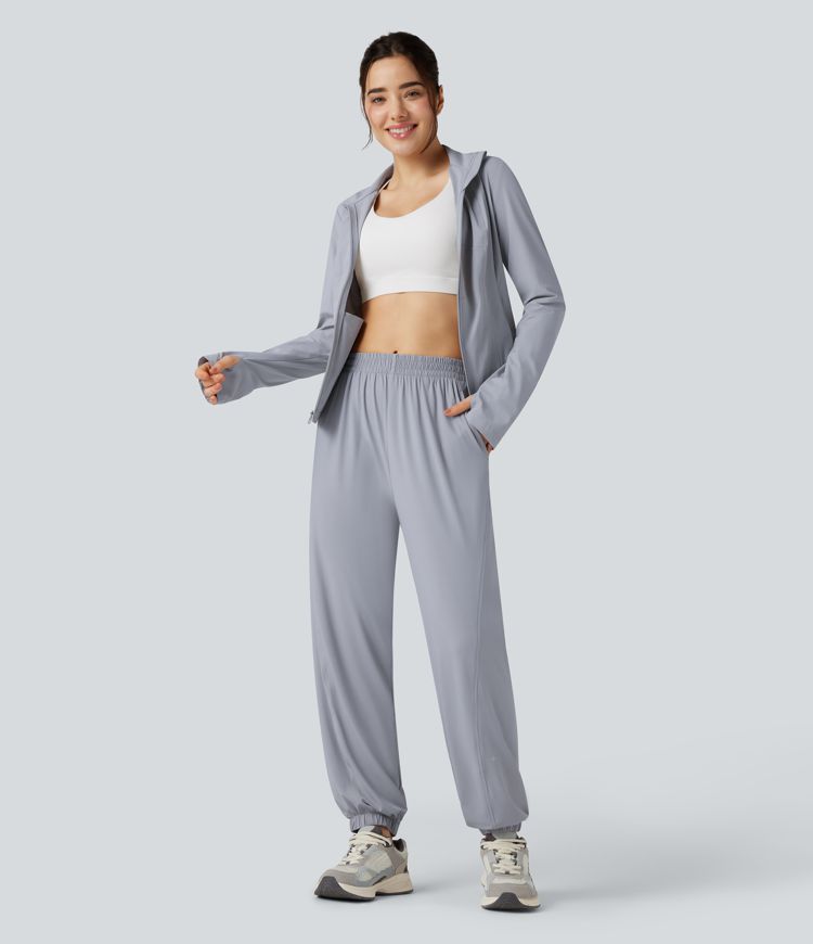 Mid Rise Cool Touch Hiking Joggers with Pockets-UPF50+