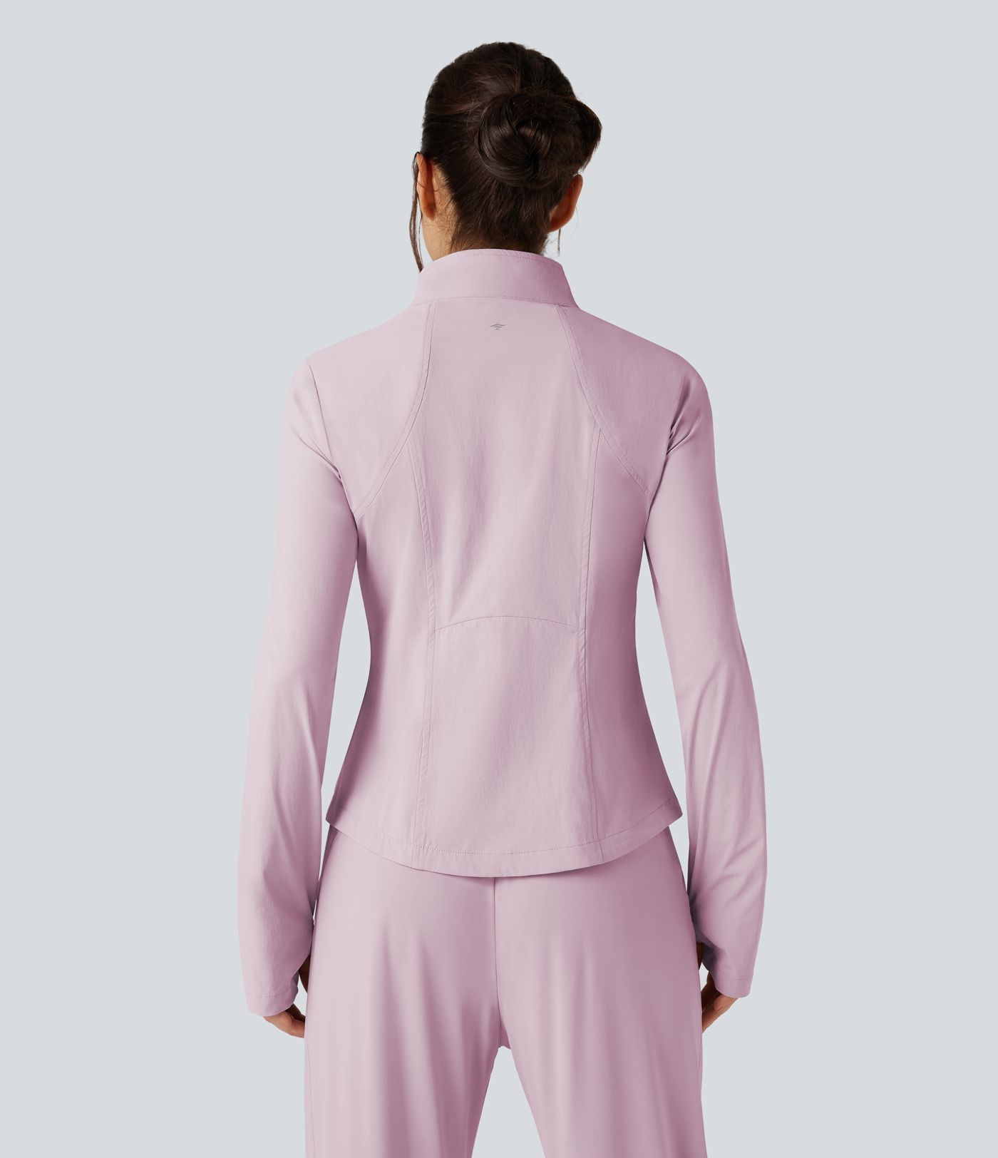 Stand Collar Long Sleeve Thumb Hole Hiking Jacket with Pockets-UPF40+