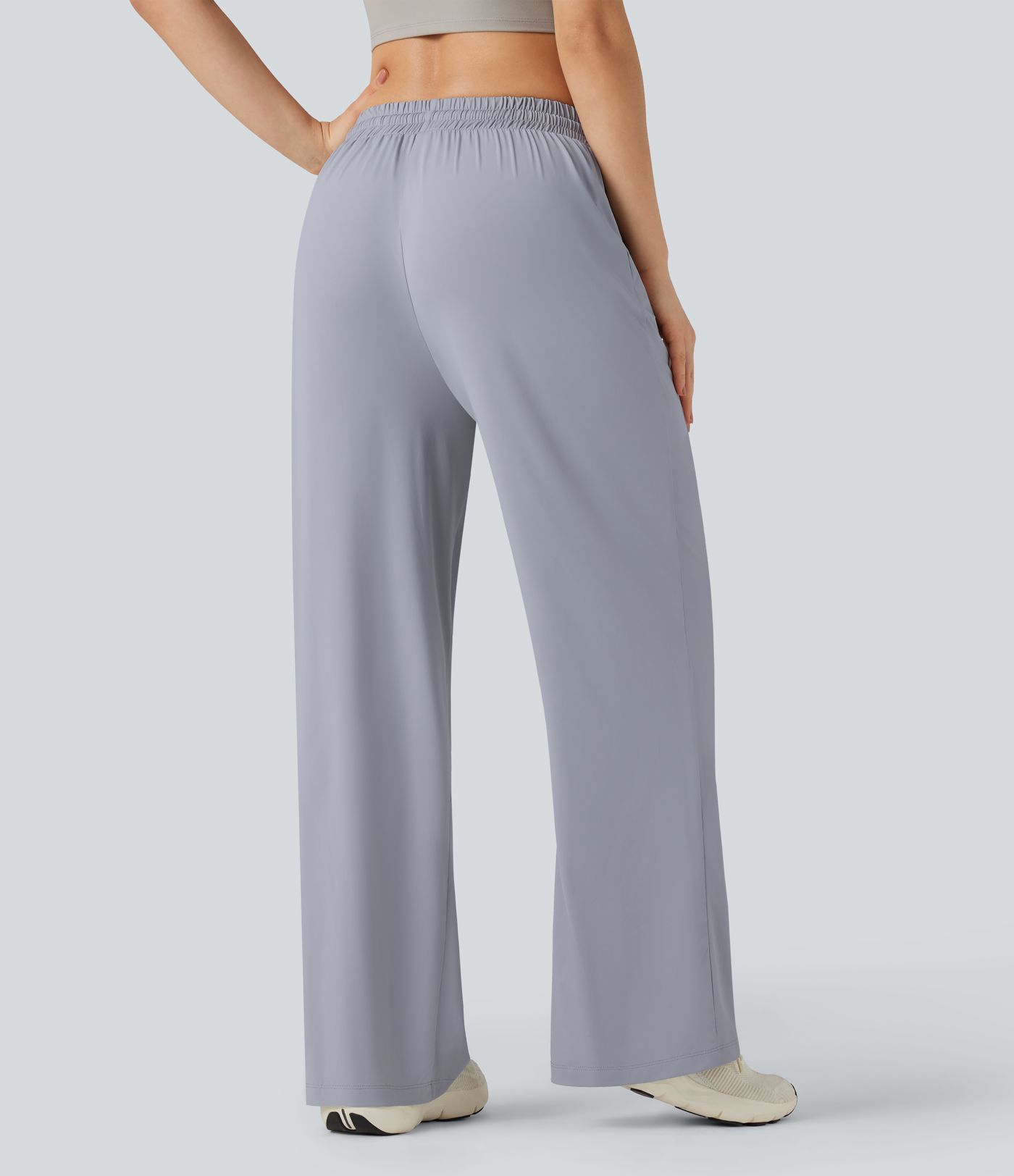 Mid Rise Drawstring Cool Touch Hiking Baggy Pants with Pockets-UPF50+