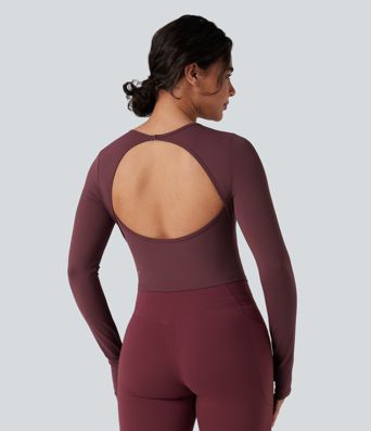 SoftlyZero™ Backless Adjustable Buckle Long Sleeve Thumb Holes Slim Yoga Top-UPF50+