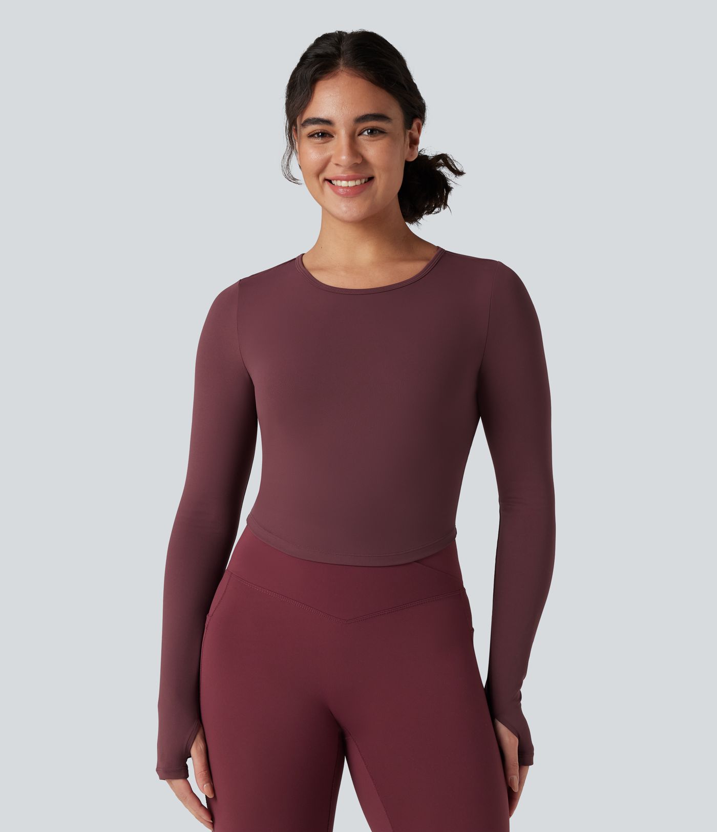 SoftlyZero™ Backless Adjustable Buckle Long Sleeve Thumb Holes Slim Yoga Top-UPF50+