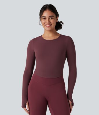 SoftlyZero™ Backless Adjustable Buckle Long Sleeve Thumb Holes Slim Yoga Top-UPF50+