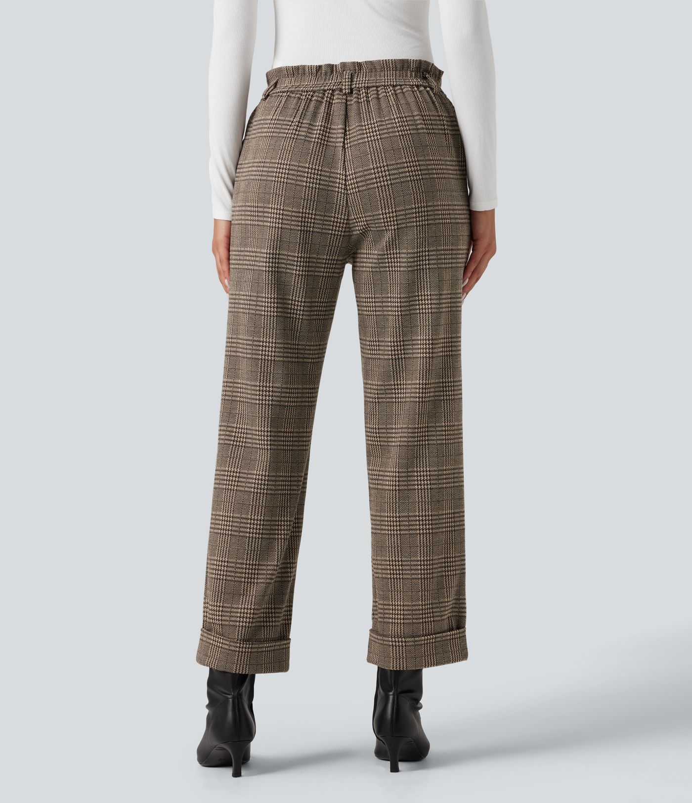 Halara Flex™ High Waisted Straight Leg Houndstooth Plaid Work Pants with Pockets