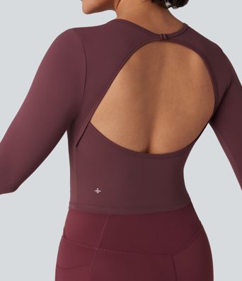 SoftlyZero™ Backless Adjustable Buckle Long Sleeve Thumb Holes Slim Yoga Top-UPF50+