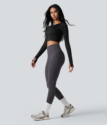 SoftlyZero™ Airy Push-Up Long Sleeve Thumb Hole Contrast Mesh Cool Touch Yoga Sports Top-UPF50+