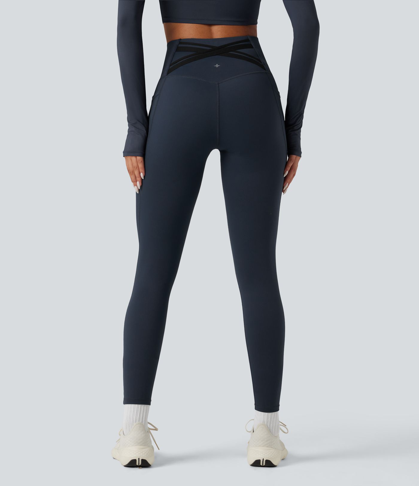 Halara Ultrasculpt™ Heat High Waisted Tummy Control Crossover Back Fleece Running Leggings with Pockets Halara Ultrasculpt™ Heat High Waisted Tummy Control Crossover Back Fleece Running Leggings with Pockets