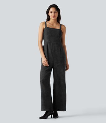 Mono casual a cuadros con bolsillos