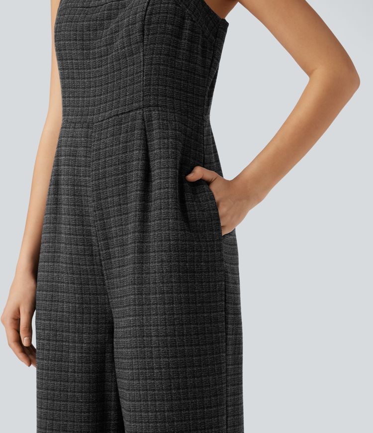 Mono casual a cuadros con bolsillos