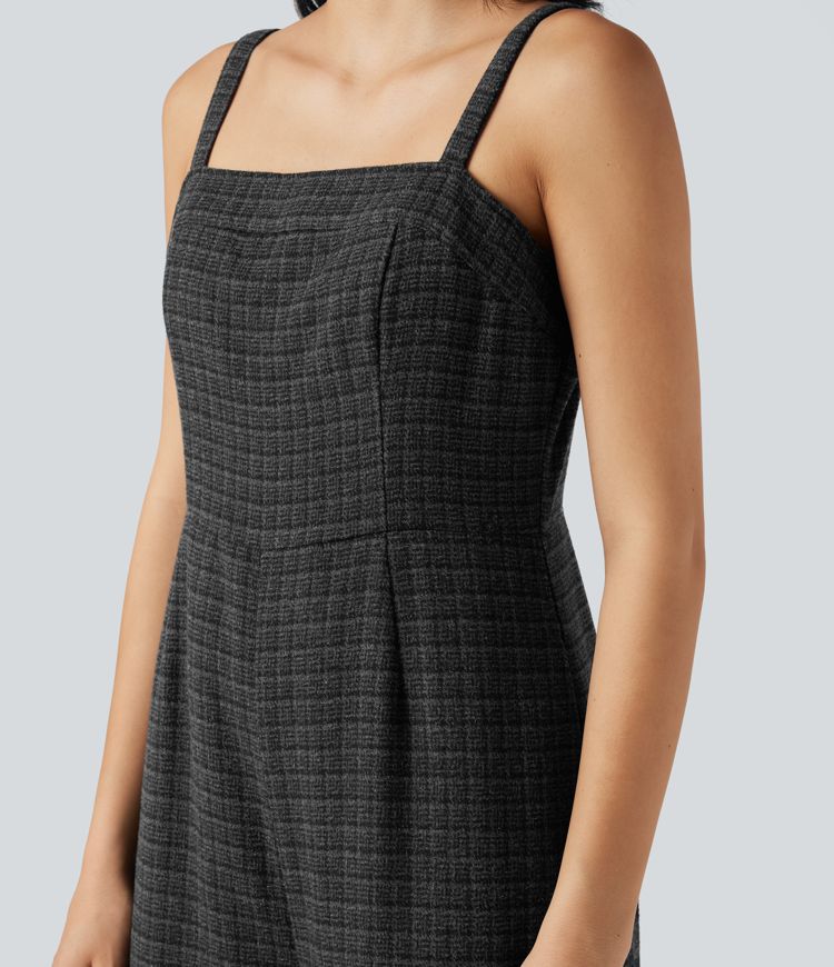 Mono casual a cuadros con bolsillos