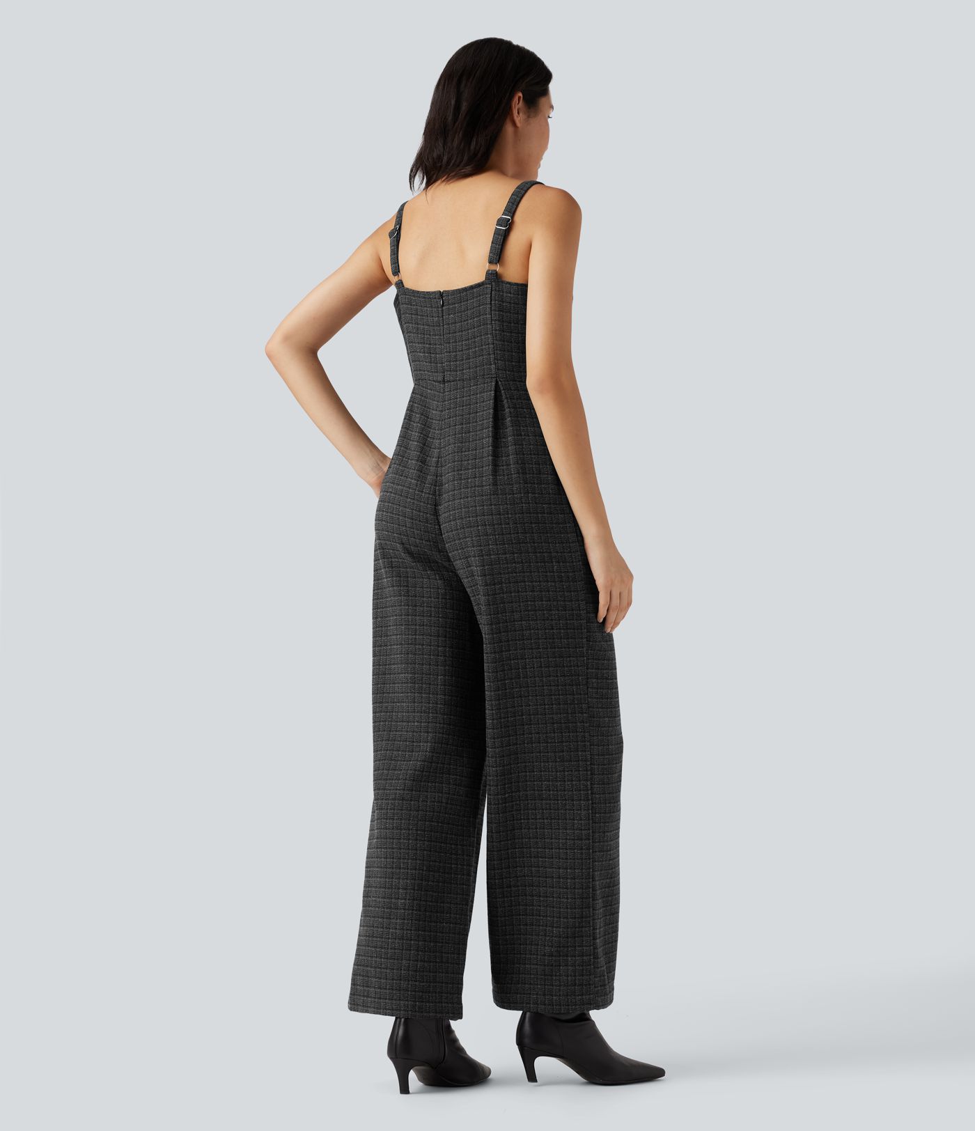 Mono casual a cuadros con bolsillos