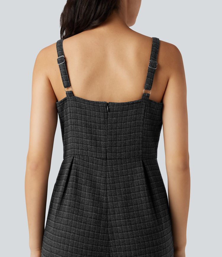 Mono casual a cuadros con bolsillos