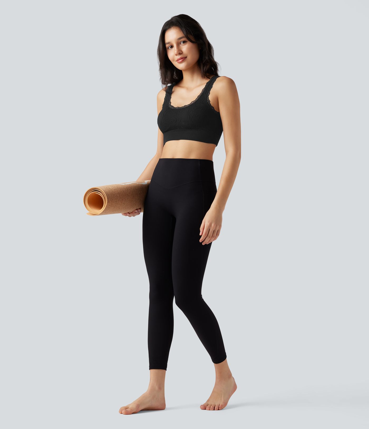 Brassière de sport yoga maintien léger col U en dentelle sans couture OneForm Seamless Flow