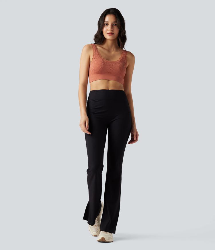 Brassière de sport yoga Seamless Flow dentelle col U dos nu maintien léger