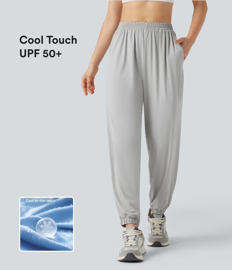 Mid Rise Cool Touch Hiking Joggers with Pockets-UPF50+