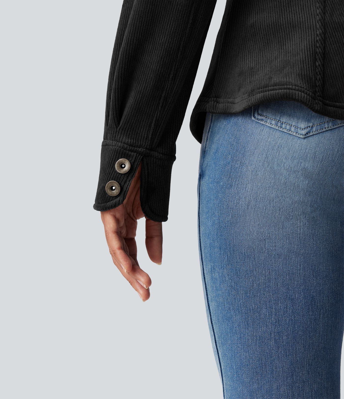 Ribbed Knit Long Sleeve Fleece Casual Jacket
