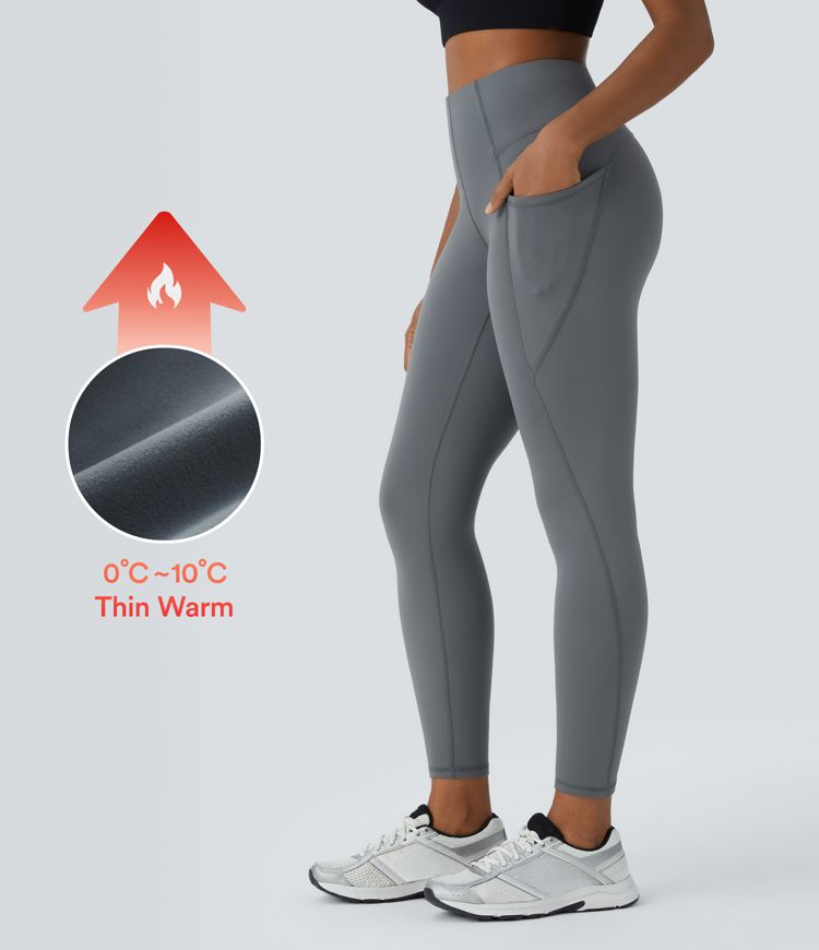 Thermo-Yoga-Leggings mit hohem Bund und Seitentaschen