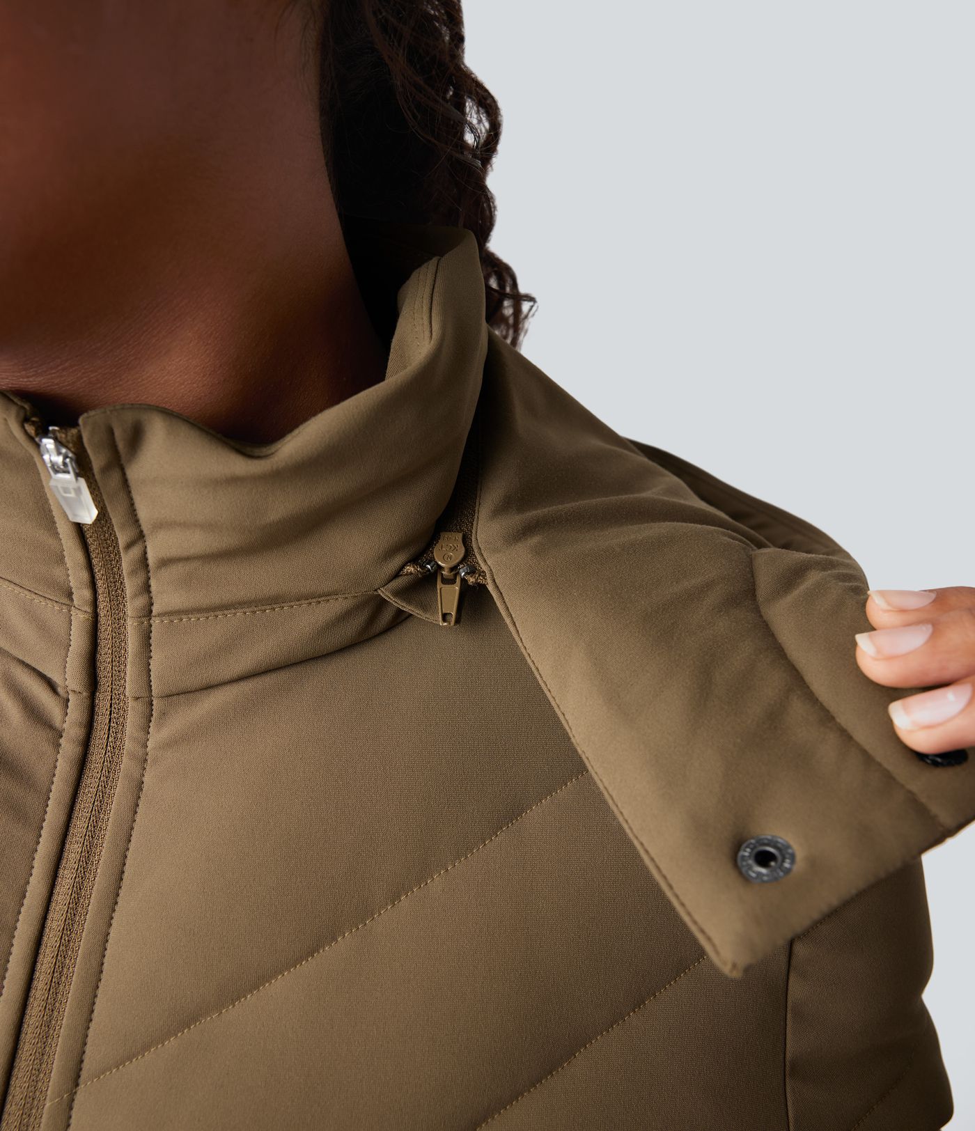 PuffFlex Removable Hood Shirred Casual Padded Jacket with Pockets