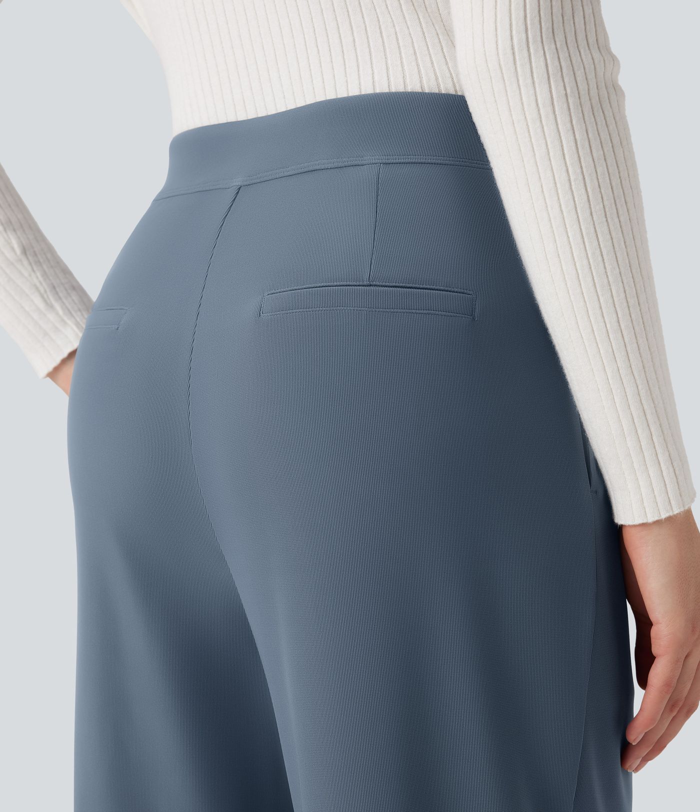 Halara Flex™ Arbeitshose mit hoher Taille, geradem Bein aus Mikro-Waffelstoff, mit Taschen