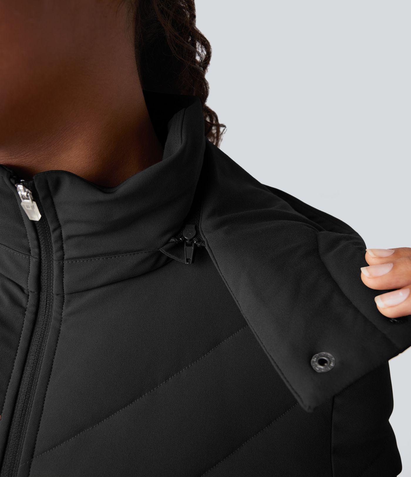 PuffFlex Removable Hood Shirred Casual Padded Jacket with Pockets