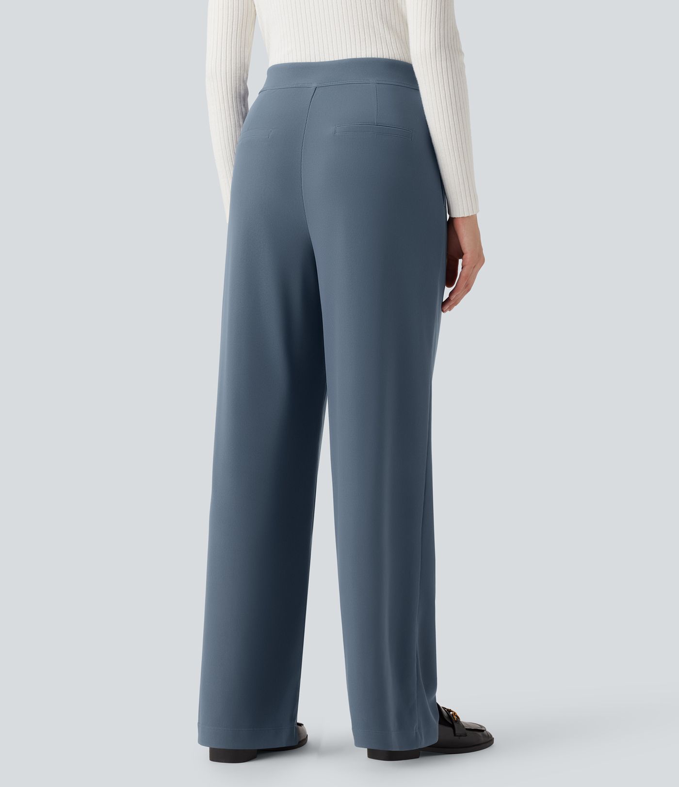 Halara Flex™ Arbeitshose mit hoher Taille, geradem Bein aus Mikro-Waffelstoff, mit Taschen