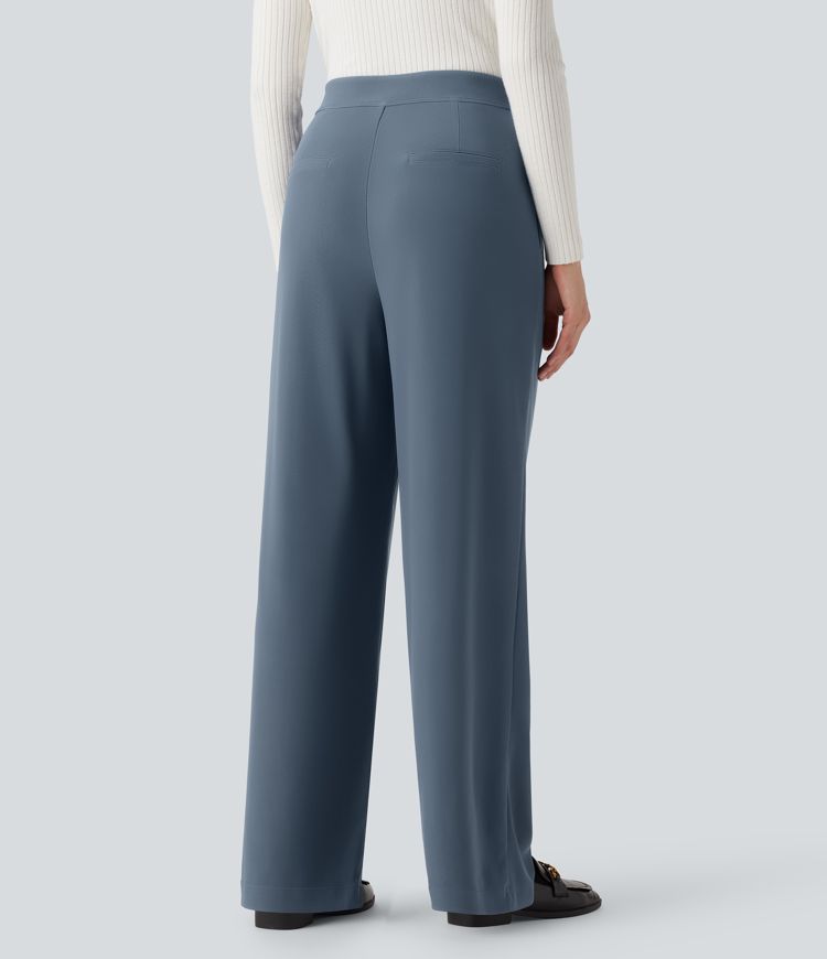 Halara Flex™ Arbeitshose mit hoher Taille, geradem Bein aus Mikro-Waffelstoff, mit Taschen