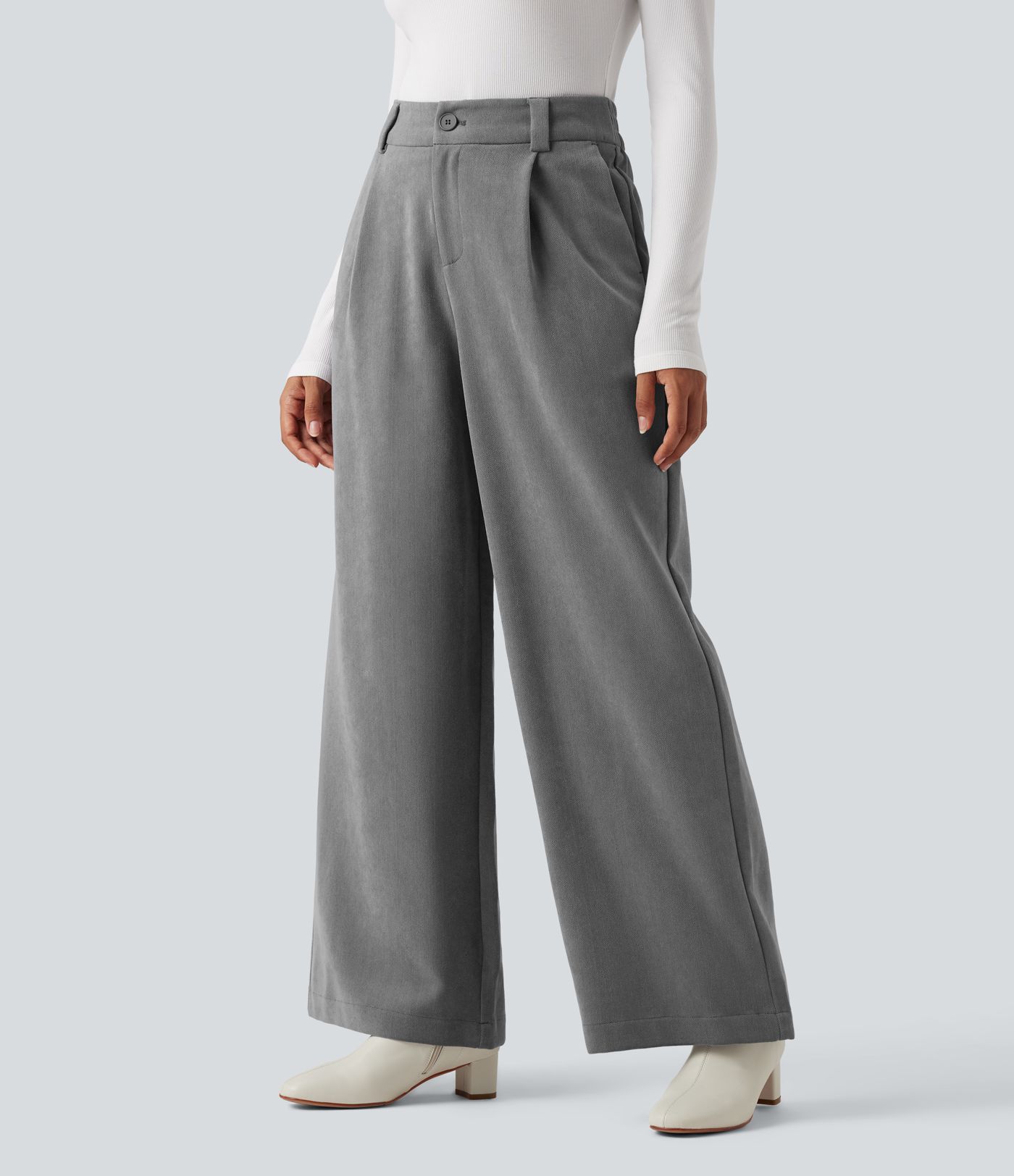High Waisted Work Baggy Pants with Pockets