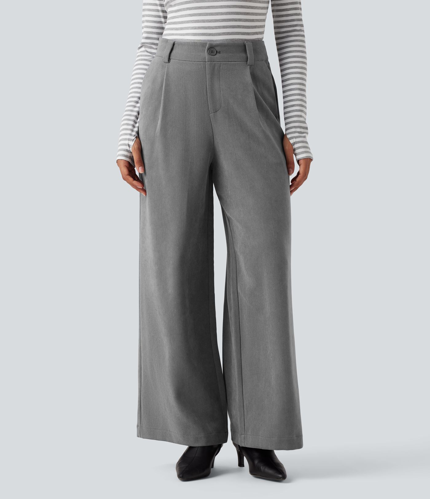 High Waisted Work Baggy Pants with Pockets