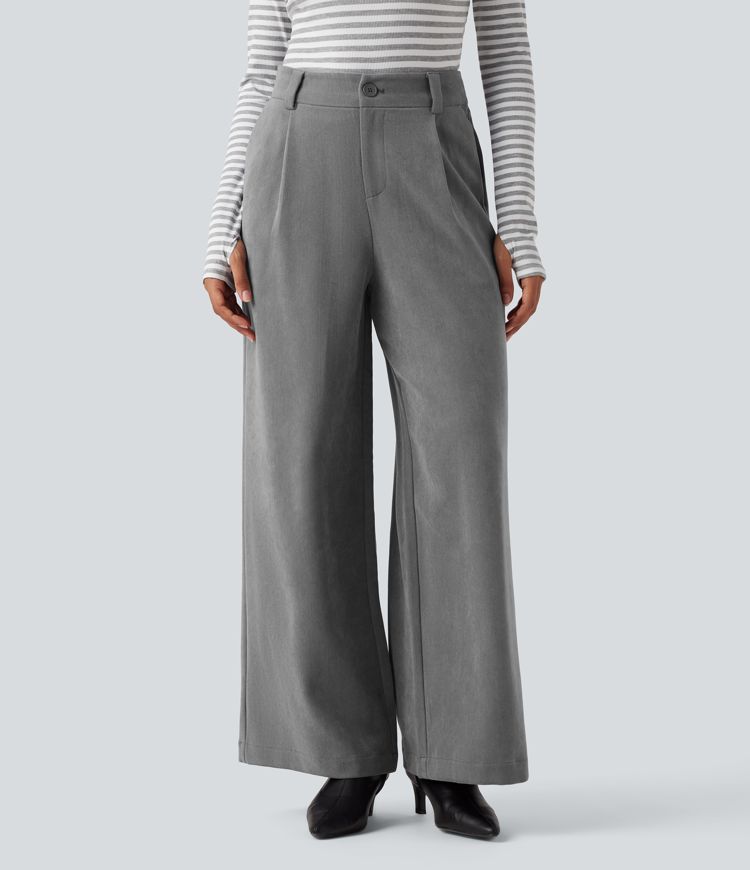High Waisted Work Baggy Pants with Pockets