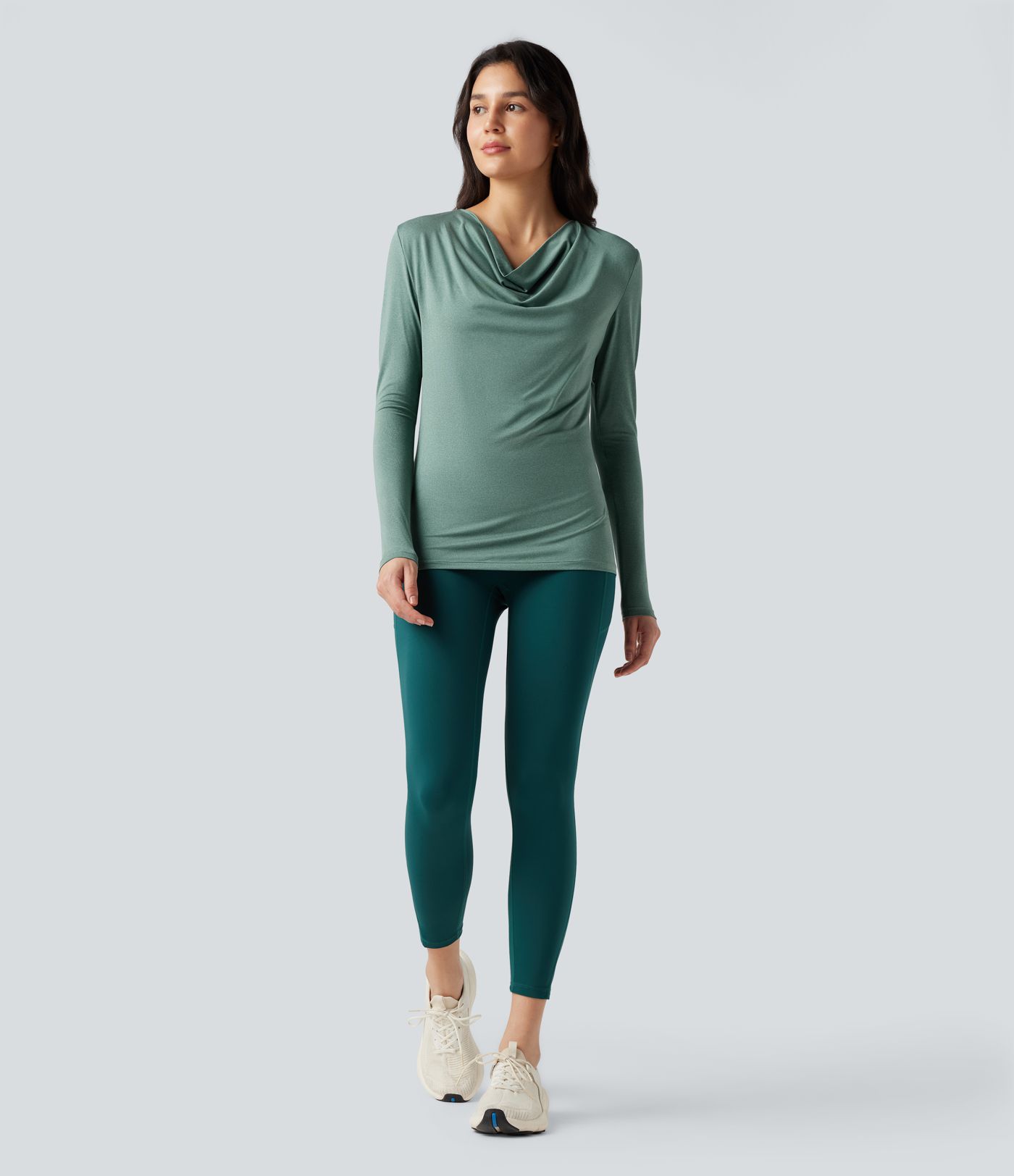 Cowl Neck Long Sleeve Running Sports Top