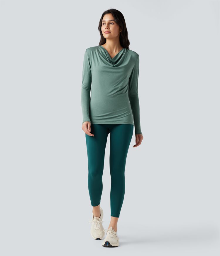 Cowl Neck Long Sleeve Running Sports Top